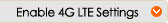 Enable 4G LTE Settings