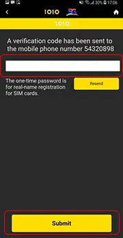 Enter one-time password. Tap “Submit”