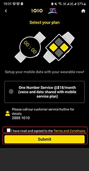 Read and confirm T&C. Tap “Submit”