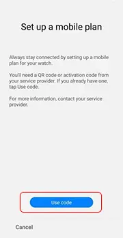 Tap “Use code” to scan QR code