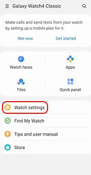 Pair up the Samsung Watch by Galaxy Wearable app