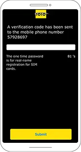 Step 3: Type in one-time password